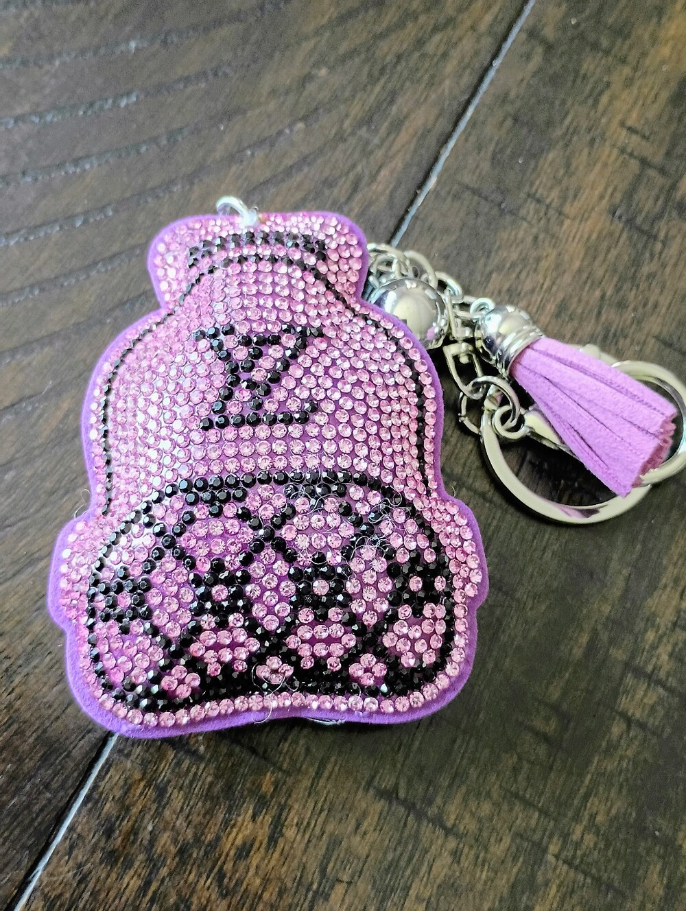 New Pink/Purple Crystal Embellished Bear Keychain Phone Charm